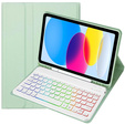 Pouzdro s podsvícenou bluetooth klávesnicí pro iPad 10.9 2022 (10 gen.), zelené