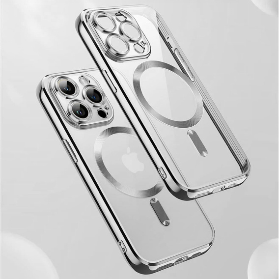 Pouzdro pro iPhone 14 Pro, ERBORD Hybrid MagSafe Case, stříbrné