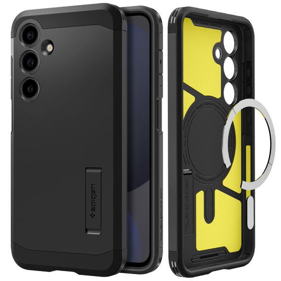 Pouzdro Spigen pro Samsung Galaxy S24 FE, Tough Armor Mag MagSafe, černé + 9H tvrzené sklo