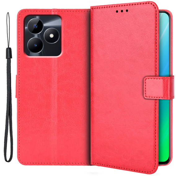Klopové pouzdro pro Realme C51, Crazy Horse Wallet, červené