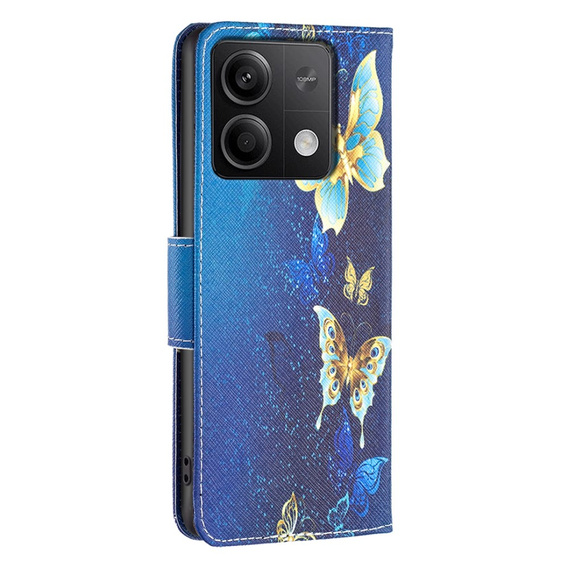 Klopové pouzdro pro Xiaomi Redmi Note 13 5G, Wallet, Butterflies modré
