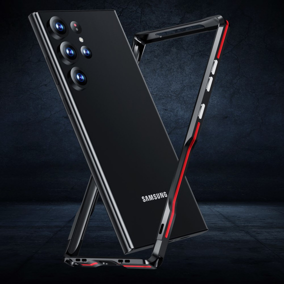 Pouzdro LUPHIE pro Samsung Galaxy S23 Ultra, Armor Bumper, černá / červená