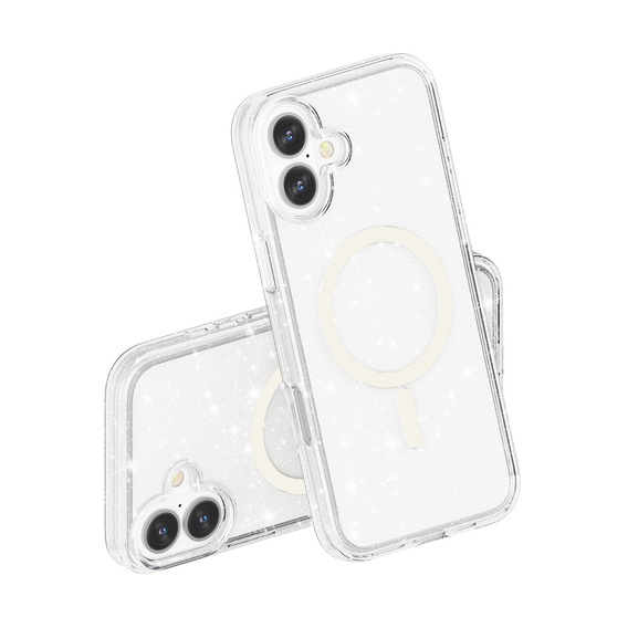 Pouzdro pro iPhone 17, pro MagSafe, třpytivé, průhledné