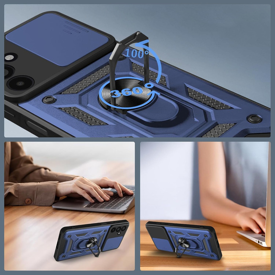 Pancéřové pouzdro pro Samsung Galaxy A17 5G, s ochranou fotoaparátu, se stojánkem, modré