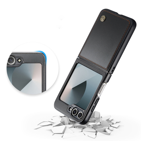 Pouzdro pro Samsung Galaxy Z Flip7 FE / Z Flip6, CASEME Litchi Leather, černé