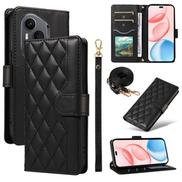 Flipové pouzdro pro Honor 400 Pro 5G, Crossbody Leather Wallet, černé