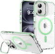 Pouzdro pro iPhone 17, pro MagSafe, se stojánkem, průhledné se zelenými vložkami