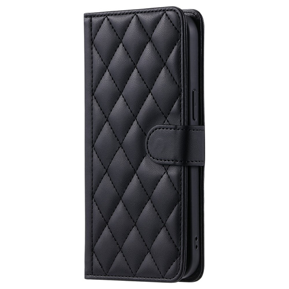 Pouzdro s klopou pro Samsung Galaxy S25 FE, Rhombus Crossbody Leather, černé
