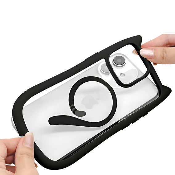 Pouzdro pro iPhone 11, pro MagSafe, Cute Cat, černé + sklo na displej