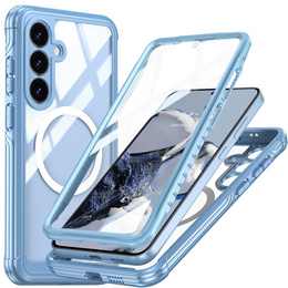 Pouzdro pro Samsung Galaxy S25 FE, Shockproof, se sklem, pro MagSafe, modré