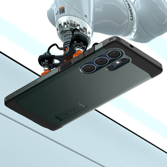 Pouzdro Spigen pro Samsung Galaxy S25 Ultra, Tough Armor Mag MagSafe, zelené + 9H tvrzené sklo