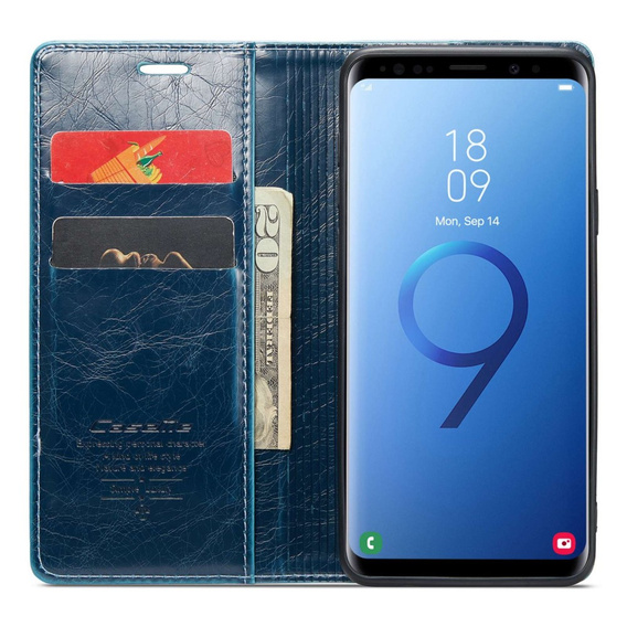 CASEME flipové pouzdro pro Samsung Galaxy S9+ Plus, Waxy Textured, modré