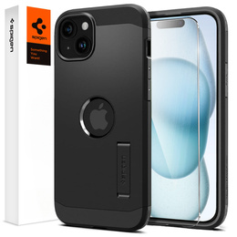 Pouzdro Spigen pro iPhone 15, Tough Armor Mag MagSafe, černé + 9H tvrzené sklo