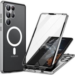 Magnetické pouzdro Dual Glass MagSafe pro Samsung Galaxy S24 Ultra, stříbrné