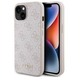 Pouzdro GUESS pro iPhone 15 4G Metal Gold Logo, růžové