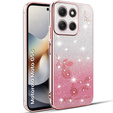 Pouzdro pro Motorola Moto G56 5G, Glitter Flower, růžové rose gold