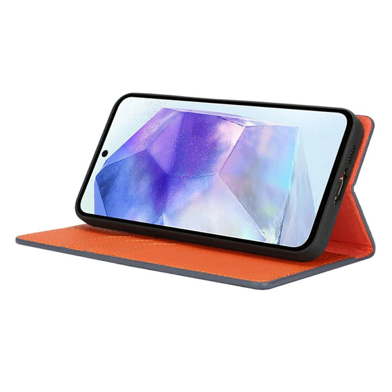 Klopové pouzdro pro Samsung Galaxy S25+ Plus, Litchi Skin Grain, námořnicky modré