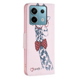 Klopové pouzdro pro Xiaomi Redmi Note 13 Pro 5G, Wallet, Giraffe růžové