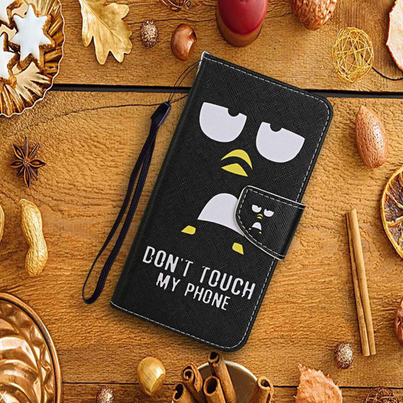 Klopové pouzdro pro Xiaomi Redmi 13C / Poco C65, Wallet, Don't Touch My Phone, černé