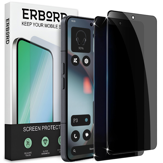 2x Tvrzené sklo pro Samsung Galaxy S24 Ultra, ERBORD Anti-Spy