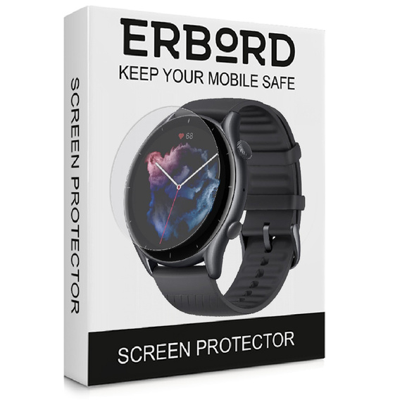 3x ERBORD Hydrogelová fólie pro Amazfit GTR 3 / GTR 3 Pro