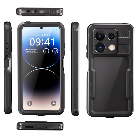 Vodotěsné pouzdro IP68 pro Xiaomi Redmi Note 13 Pro 5G, Redpepper, černé