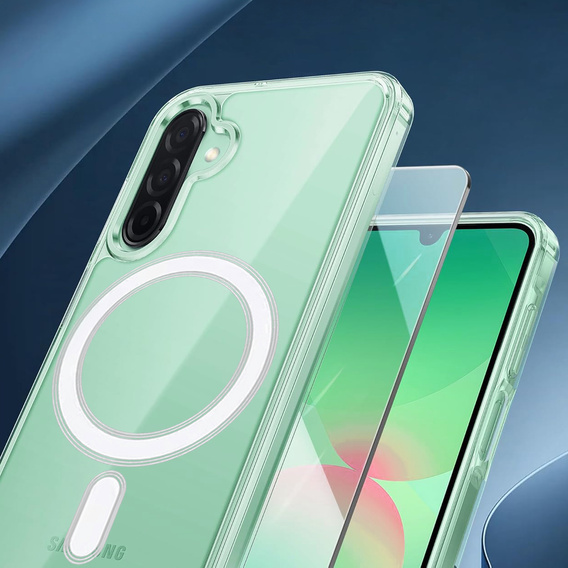 Pouzdro pro Samsung Galaxy A56 5G, Dropproof MagSafe, průhledné + 9H tvrzené sklo