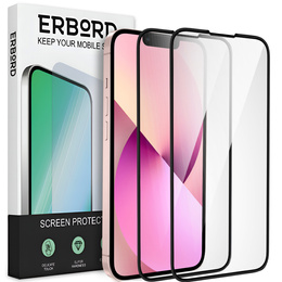 2x tvrzené sklo pro iPhone 13 Mini, ERBORD 3D pro celý displej