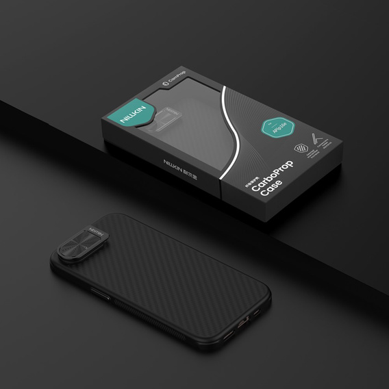 Pouzdro pro iPhone 16e, pancéřované Nillkin, Carboprof Case, pro Magsafe, černé