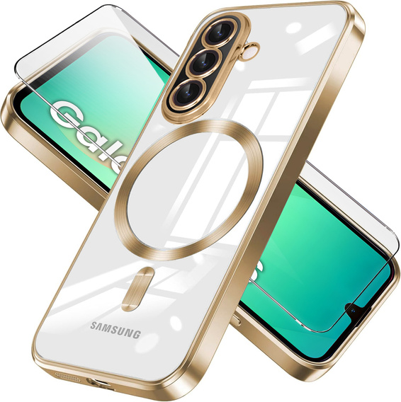 Pouzdro pro Samsung Galaxy A26, Electro MagSafe, zlaté + sklo na displej