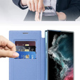 Klopové pouzdro pro Samsung Galaxy S22 Ultra 5G, RFID Wallet MagSafe CamShield, modré
