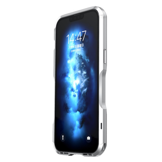 Pouzdro LUPHIE pro iPhone 14 Plus, Armor Bumper, stříbrné
