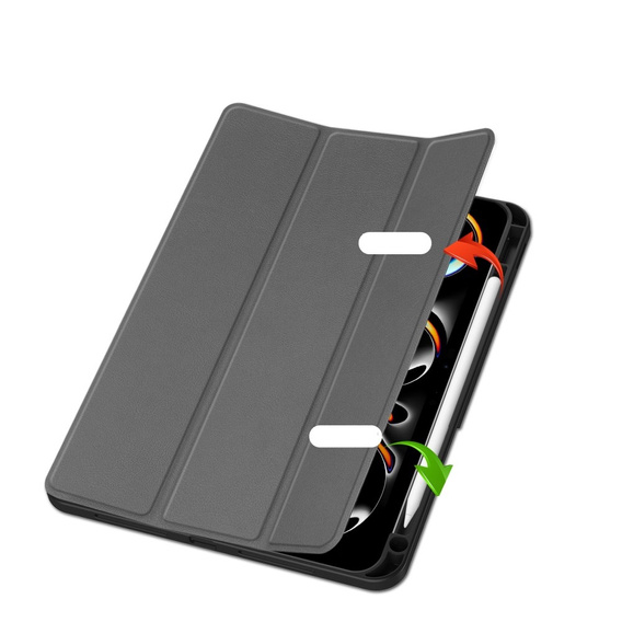 Pouzdro pro iPad Pro 11" 2024 (5 gen.), Smartcase s prostorem pro stylus, šedé