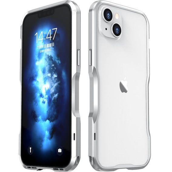 Pouzdro LUPHIE pro iPhone 14, Armor Bumper, stříbrné