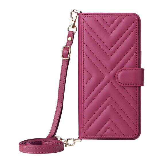 Flipové pouzdro pro Oppo Reno 13 Pro 5G, Crossbody Leather Wallet, kaštanové