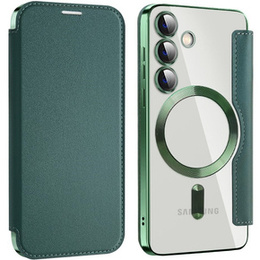 Klopové pouzdro pro Samsung Galaxy S24, RFID Wallet MagSafe CamShield, zelené