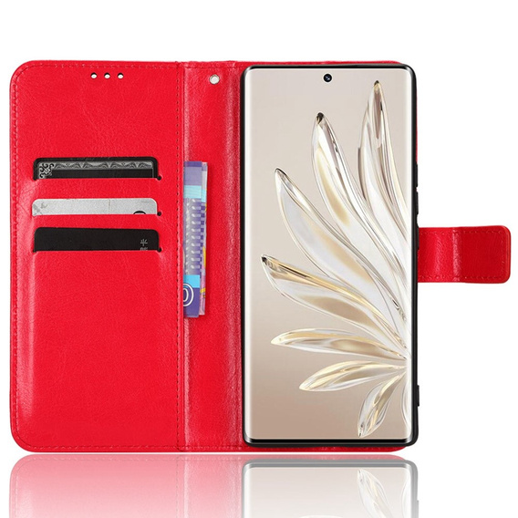 Klopové pouzdro pro Honor 70 5G, Crazy Horse Wallet, červené
