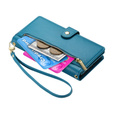Klopové pouzdro pro Samsung Galaxy S25, Wallet Zipper Pocket, modré