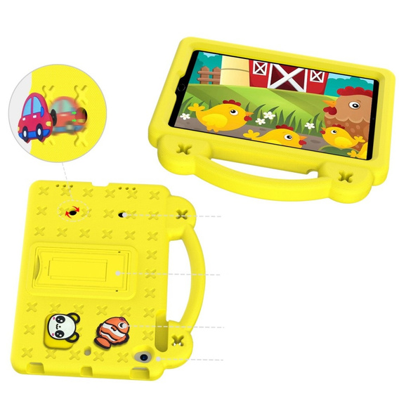Dětské pouzdro pro iPad mini 7.9" 2019/2015/2014/2013/2012 (5/4/3/2/1 gen.), Cute Patterns, se stojánkem, žluté