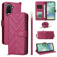 Flipové pouzdro pro Xiaomi Redmi A5, Crossbody Leather Wallet, kaštanové