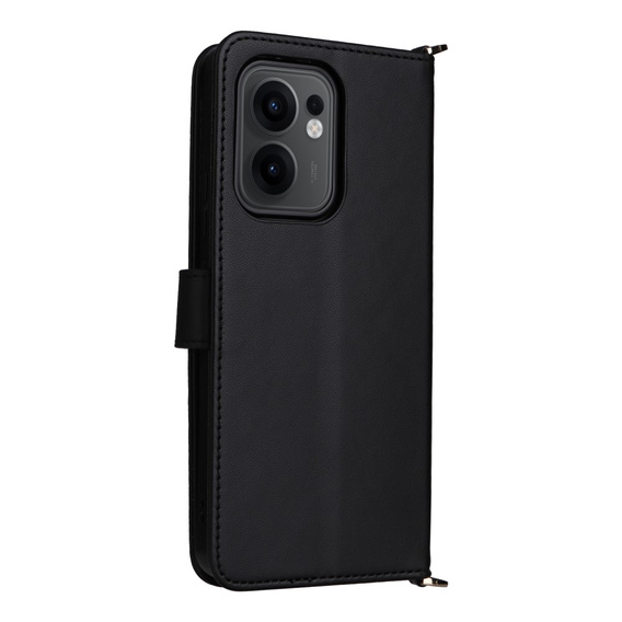 Flipové pouzdro pro Oppo Reno 13F 5G, Crossbody Leather Wallet, černé