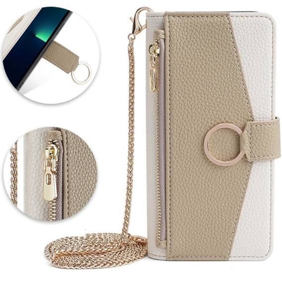 Flipové pouzdro Wallet Zipper Pocket pro iPhone 7 / 8 / SE (2020) / SE (2022), Wallet Zipper Pocket, se zrcátkem, bílé