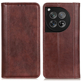 Pouzdro pro OnePlus 12 5G, Wallet Litchi Leather, hnědé
