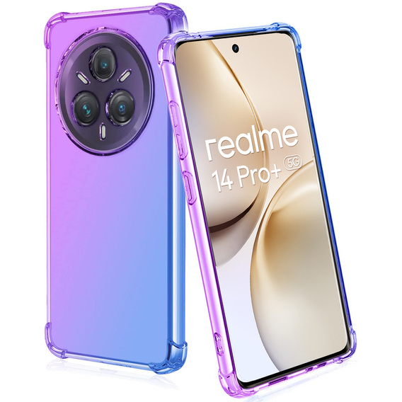 Pouzdro pro Realme 14 Pro+ 5G, Gradient Dropproof, Fialová / modrá