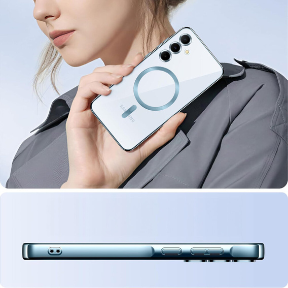Pouzdro pro Samsung Galaxy A15 4G/5G, Electro MagSafe, modré + sklo na displej
