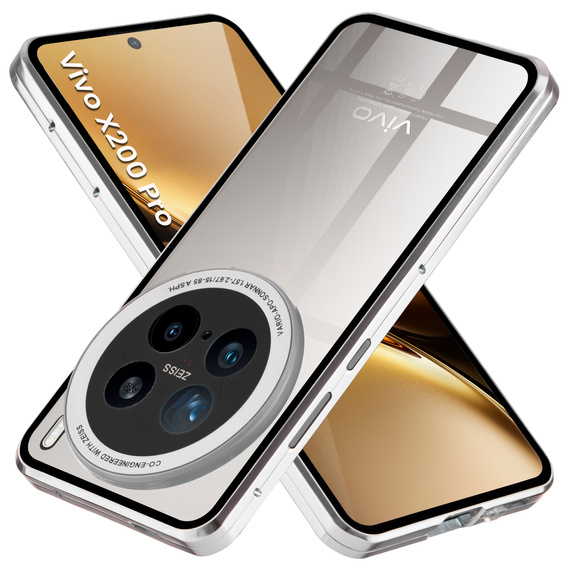 Pouzdro pro Vivo X200 Pro 5G, Magnetic Dual Glass, stříbrné