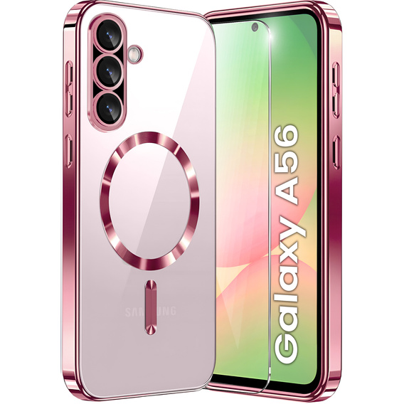 Pouzdro pro Samsung Galaxy A56, Electro MagSafe, růžové rose gold + sklo na displej