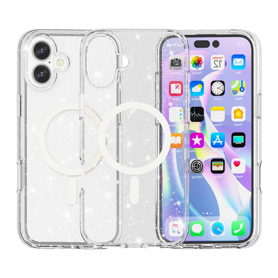 Pouzdro pro iPhone 17, pro MagSafe, třpytivé, průhledné