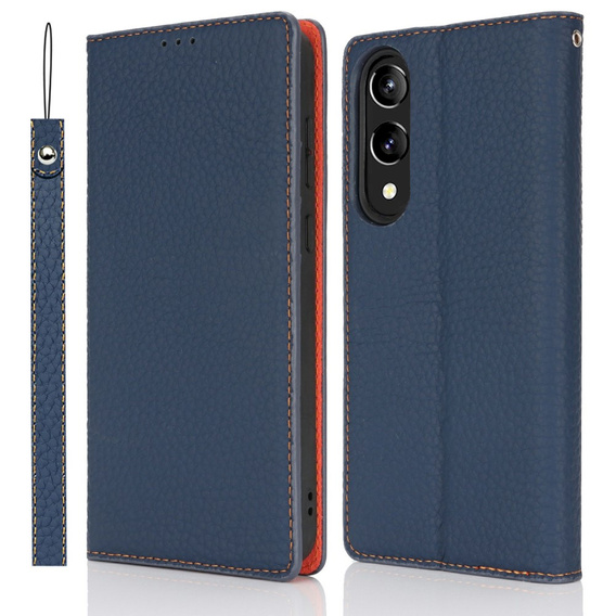 Klopové pouzdro pro Samsung Galaxy S25 Edge, Litchi Skin Grain, námořnicky modré