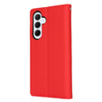 Klopové pouzdro pro Samsung Galaxy S25, Litchi Skin Grain, červené